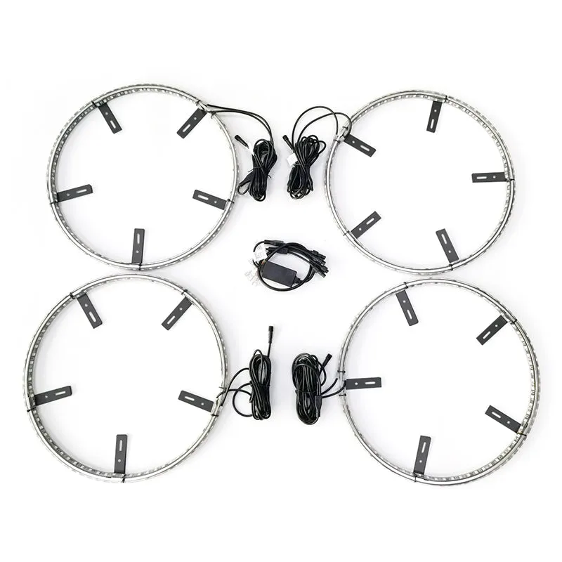15.5 Inch Dual Side Chasing RGB LED Wheel Lights with Turn Signal & Brake Lights for Jeep Truck