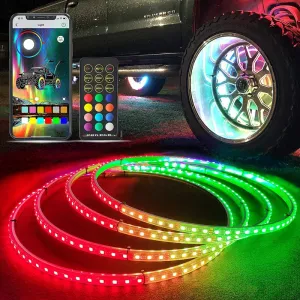 15.5 Inch Dual Side Chasing RGB LED Wheel Lights with Turn Signal & Brake Lights for Jeep Truck