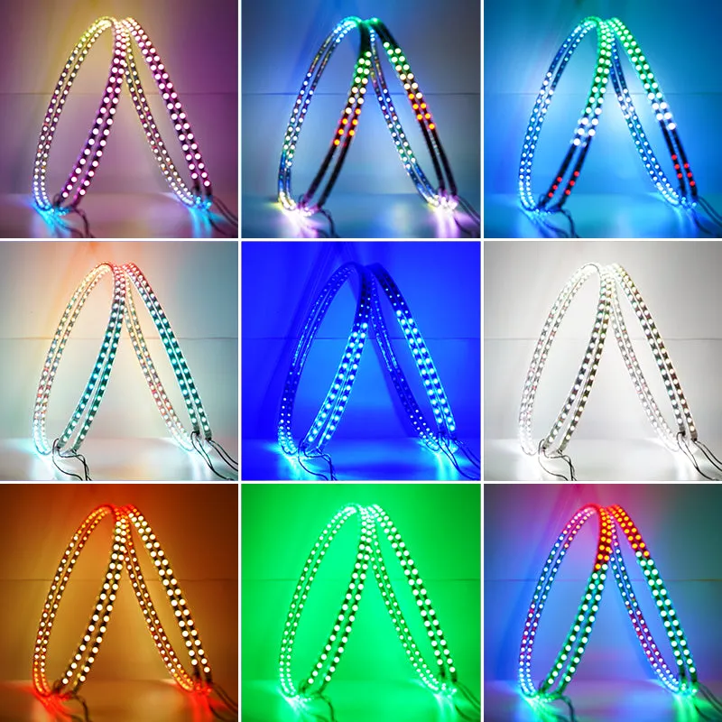 15.5 Inch Dual Side Chasing RGB LED Wheel Lights with Turn Signal & Brake Lights for Jeep Truck
