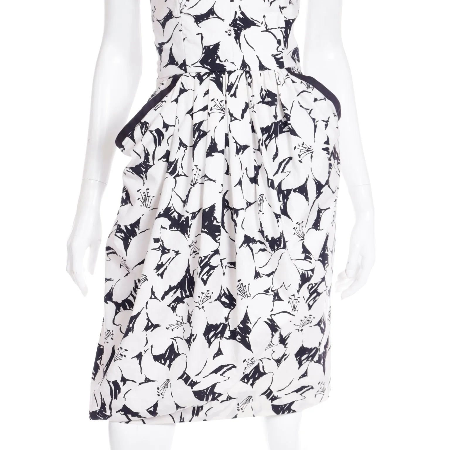 1980s Victor Costa Black & White Strapless Dress & Cropped Jacket