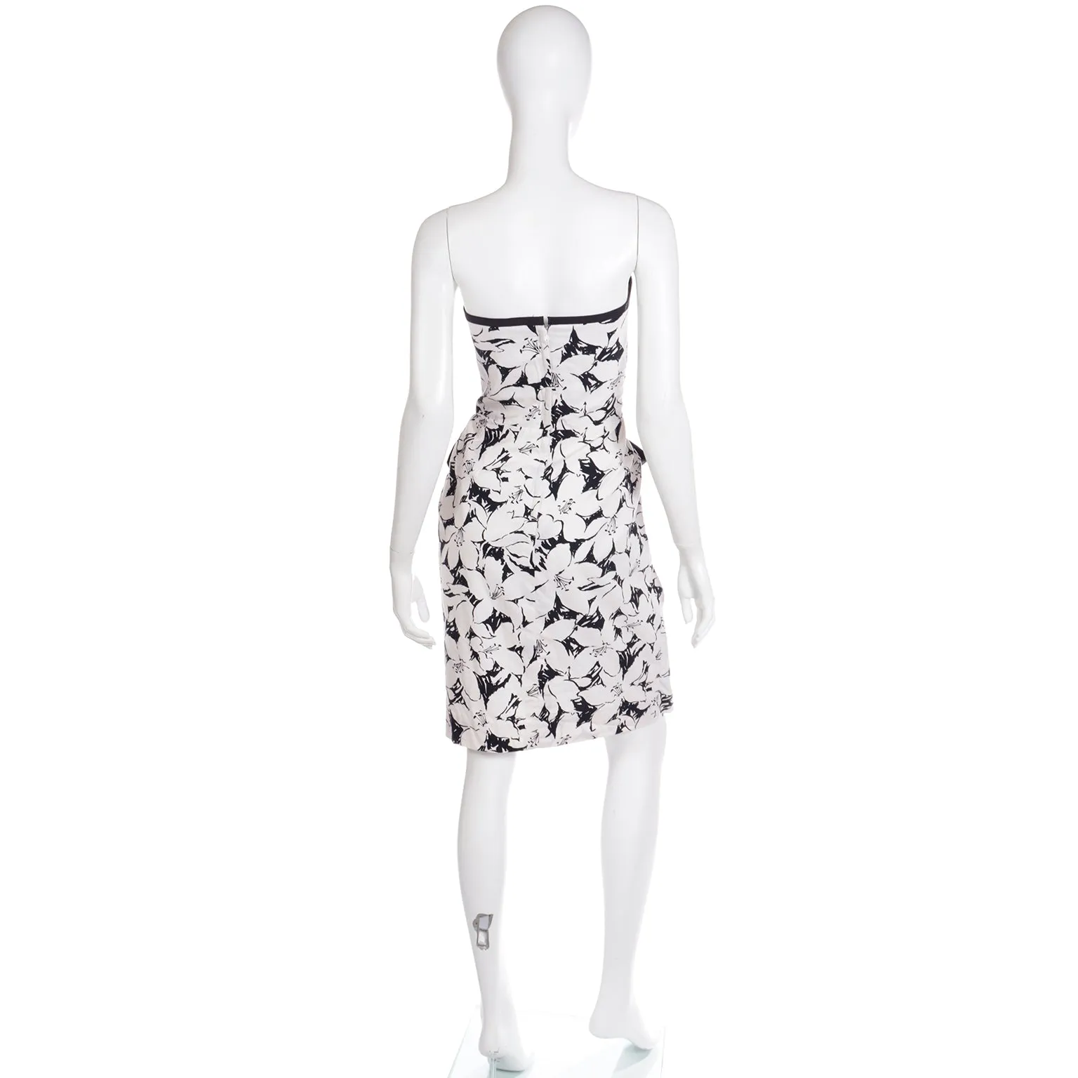 1980s Victor Costa Black & White Strapless Dress & Cropped Jacket