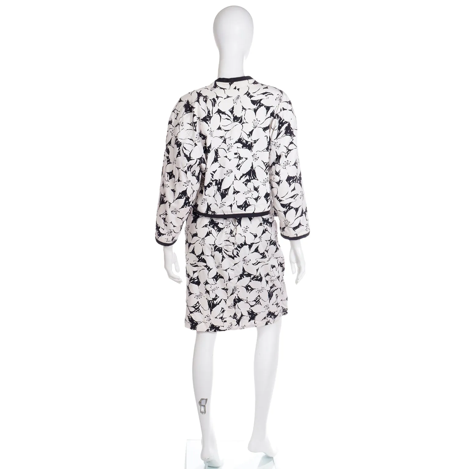 1980s Victor Costa Black & White Strapless Dress & Cropped Jacket