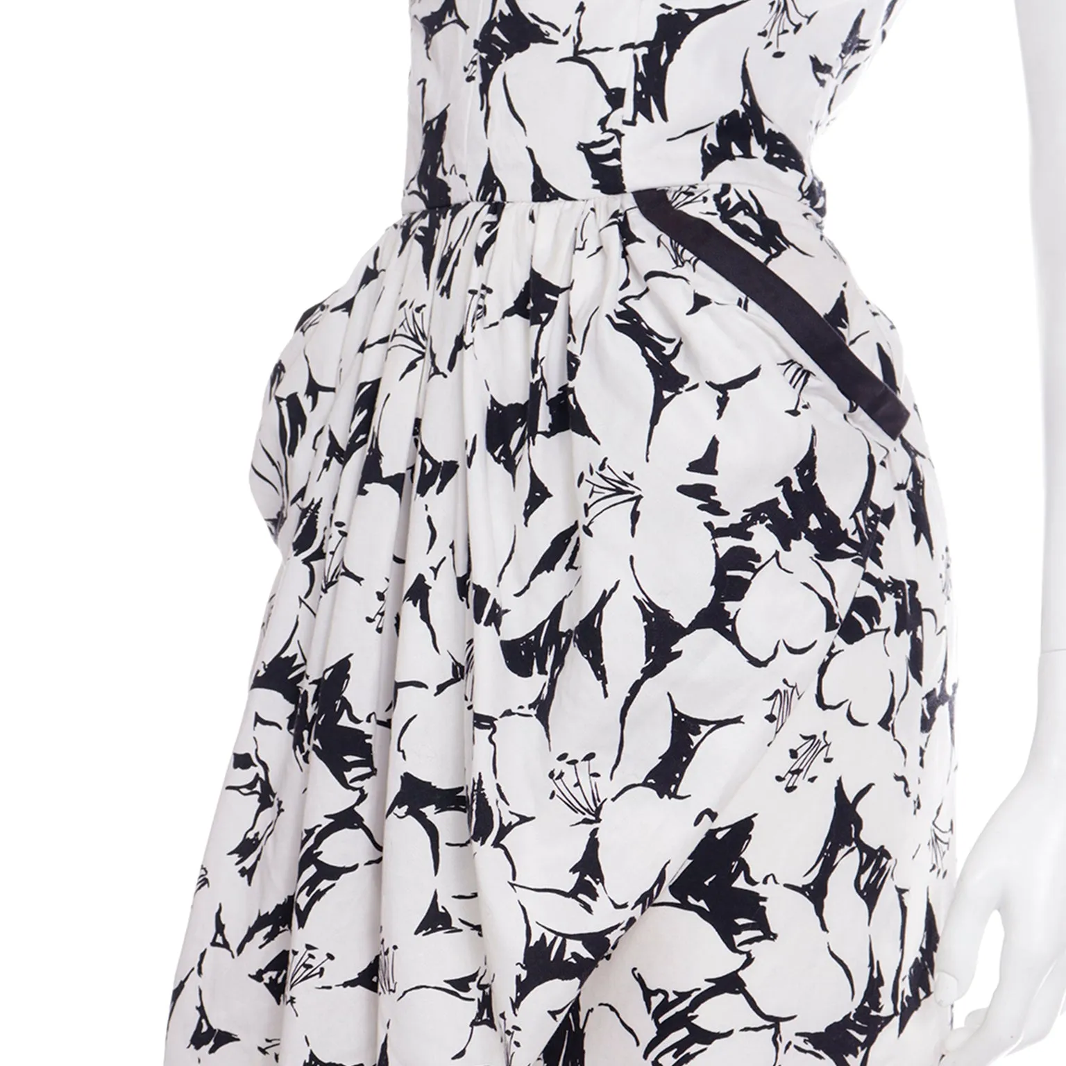 1980s Victor Costa Black & White Strapless Dress & Cropped Jacket