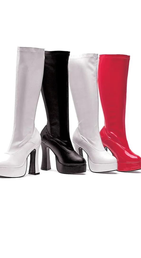 5" Heel Stretch Knee Boots with Zipper