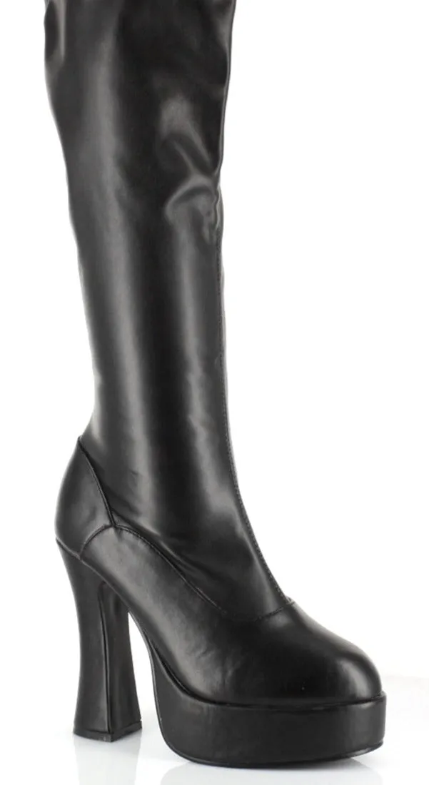 5" Heel Stretch Knee Boots with Zipper
