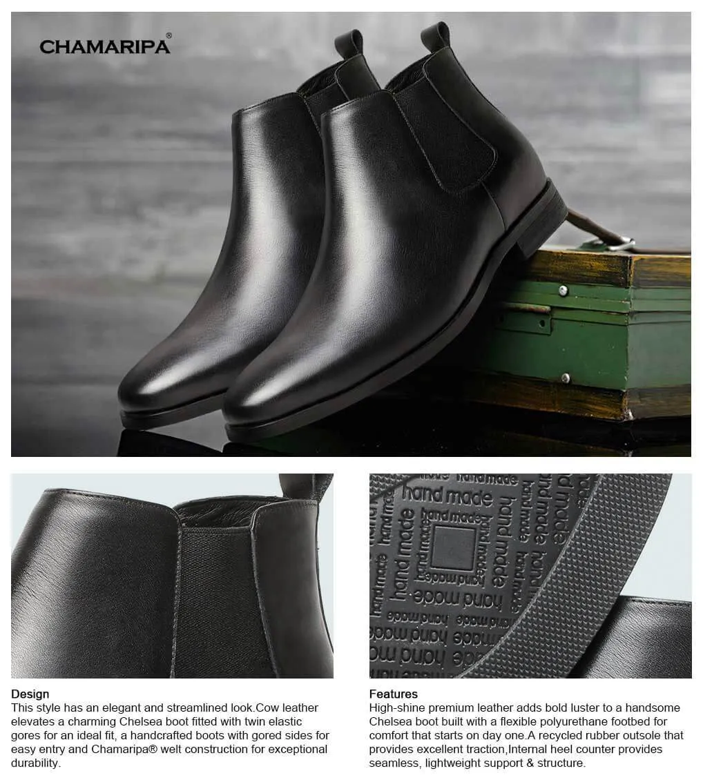 6 CM / 2.36 Inches CMR CHAMARIPA Height Increasing Boots Leather Dress Boots that Add Height