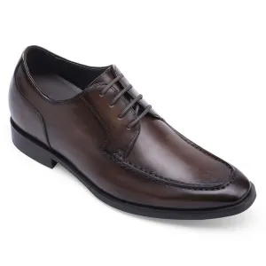 7CM / 2.76Inches Taller - CMR CHAMARIPA Men's Elevator Shoes - Shoes That Make You Taller - Brown Cow Leather Derby Shoes
