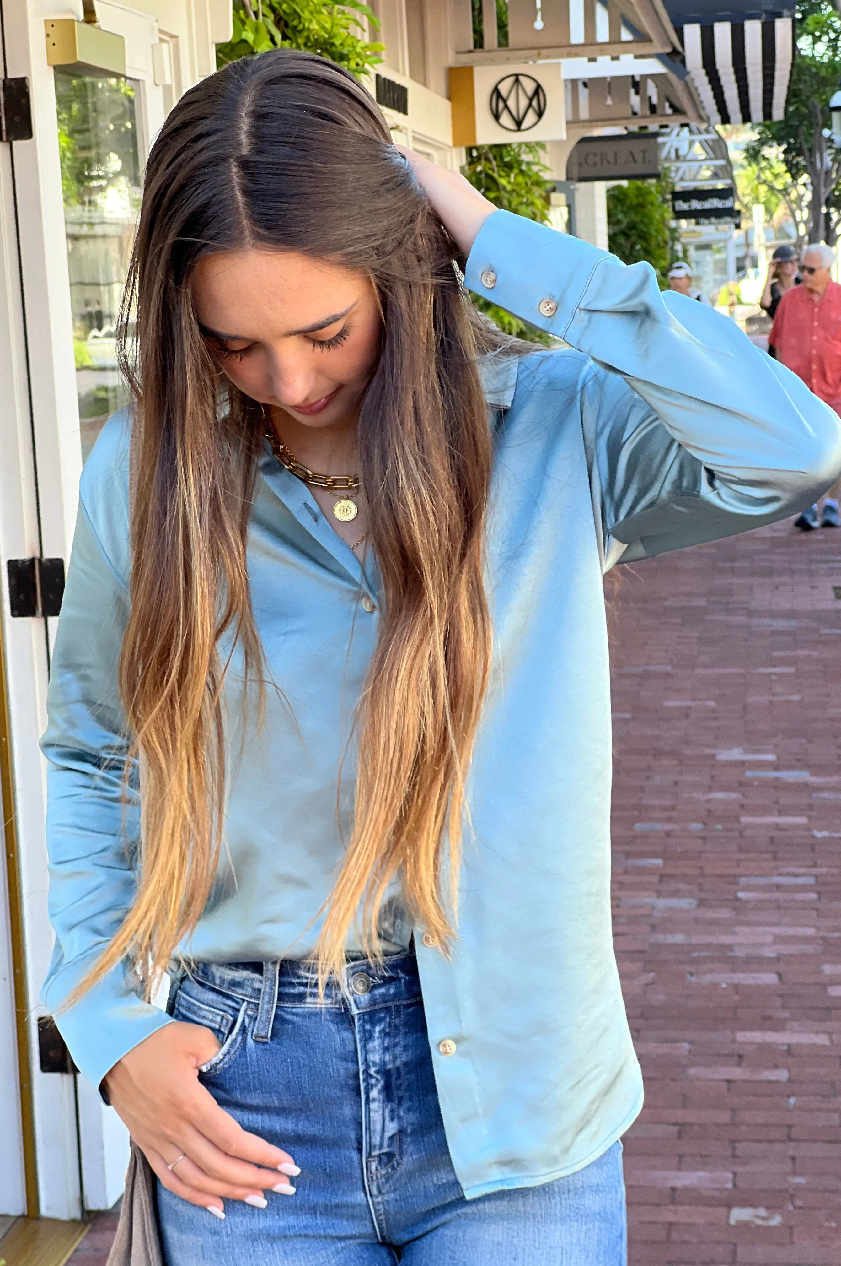 Adare Silky Relaxed Shirt Seafoam