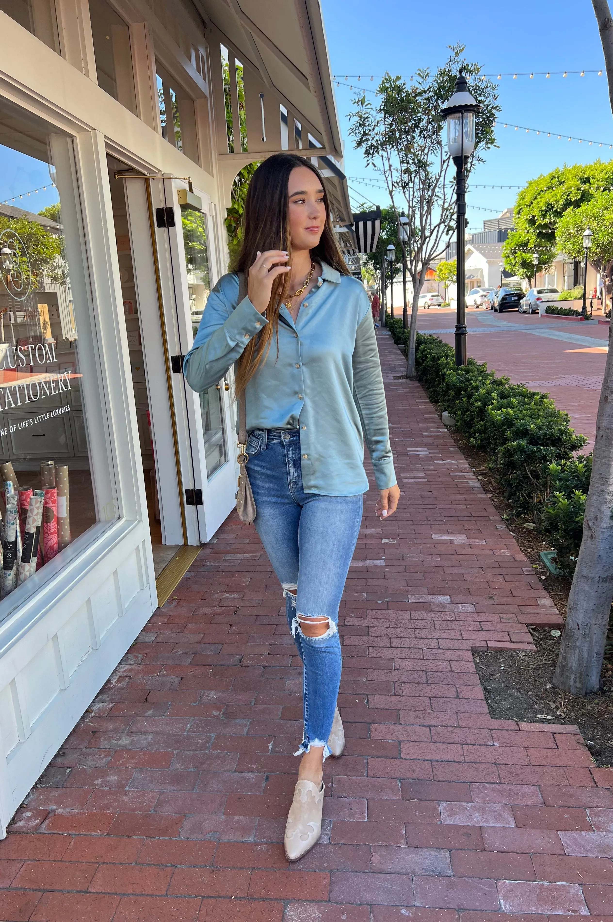 Adare Silky Relaxed Shirt Seafoam