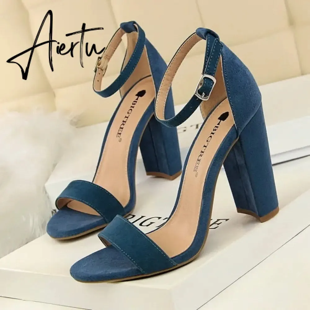 Aiertu Sexy High Heels New Women Pumps Comfort Women Shoes Block Heels Ladies Shoes Buckle Women Heels Female Shoes Women Sandals