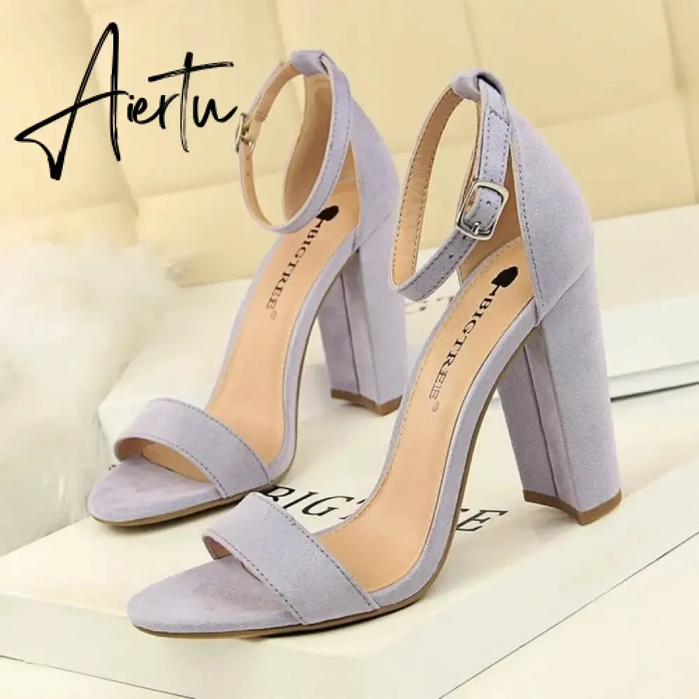 Aiertu Sexy High Heels New Women Pumps Comfort Women Shoes Block Heels Ladies Shoes Buckle Women Heels Female Shoes Women Sandals