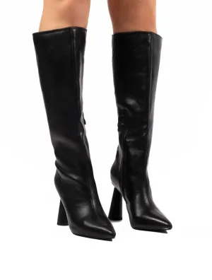 Aislinn Black Statement Heel Knee High Boots