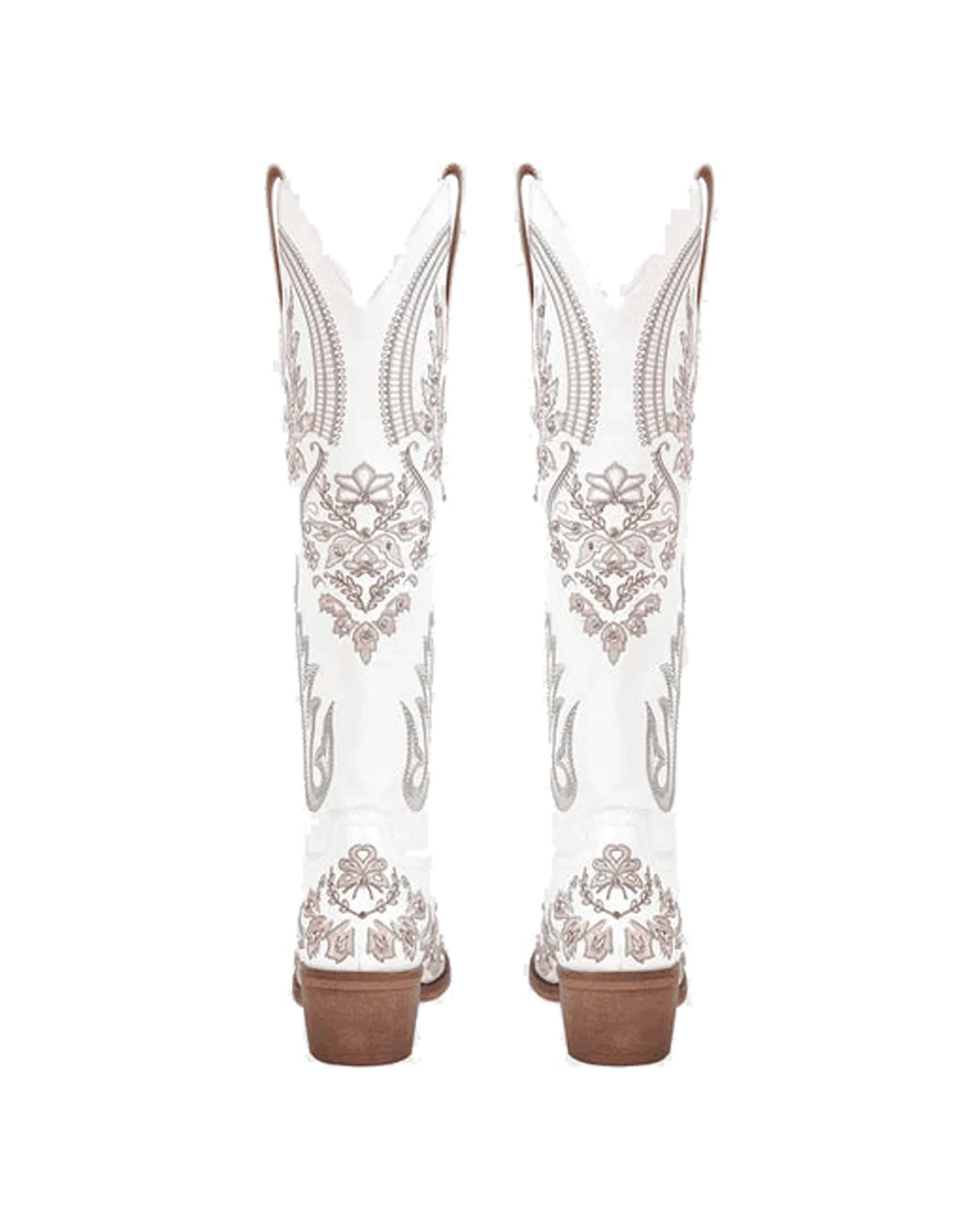 Armina Embroidery Leather Knee High Boots In Brown