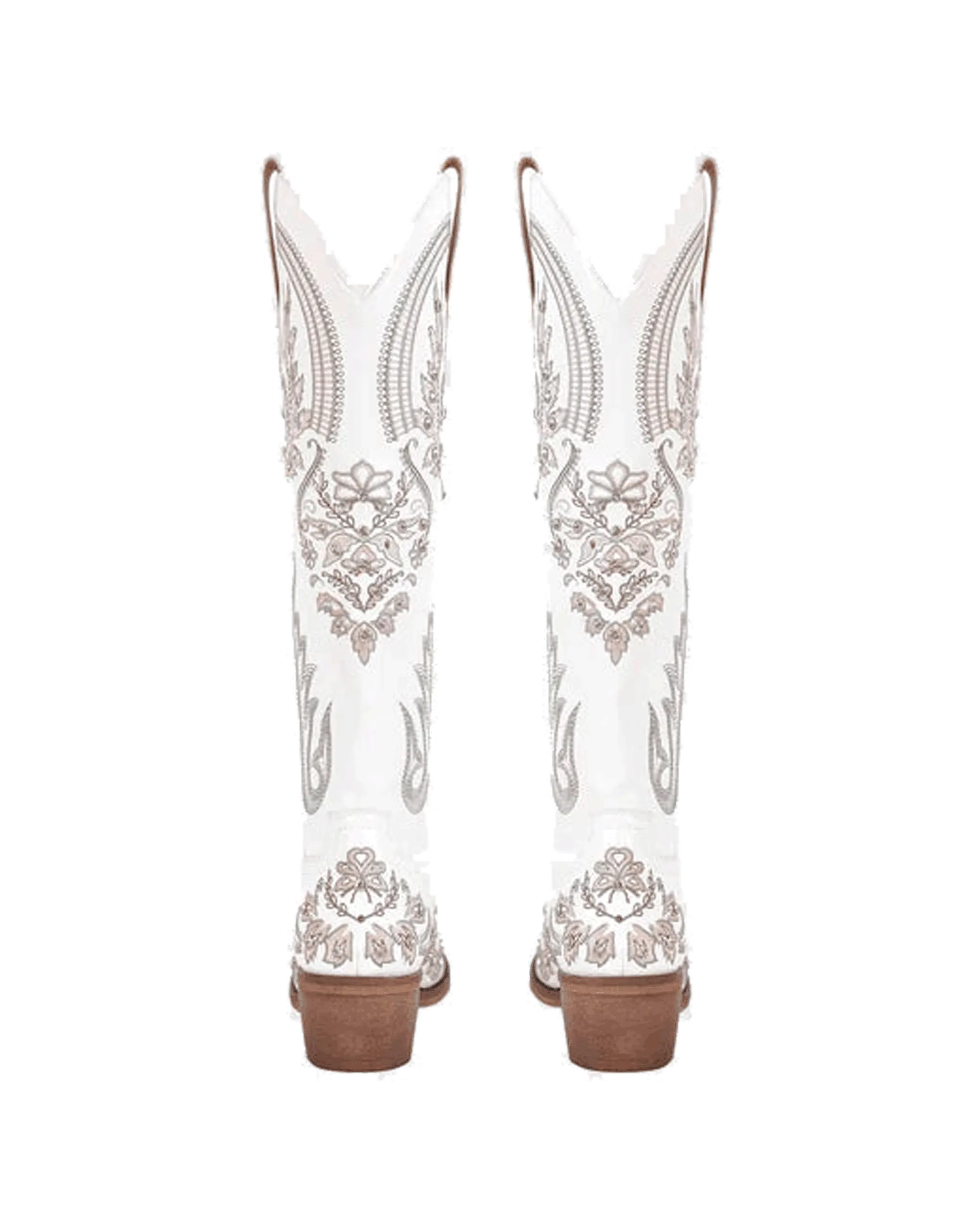 Armina Embroidery Leather Knee High Boots In Brown