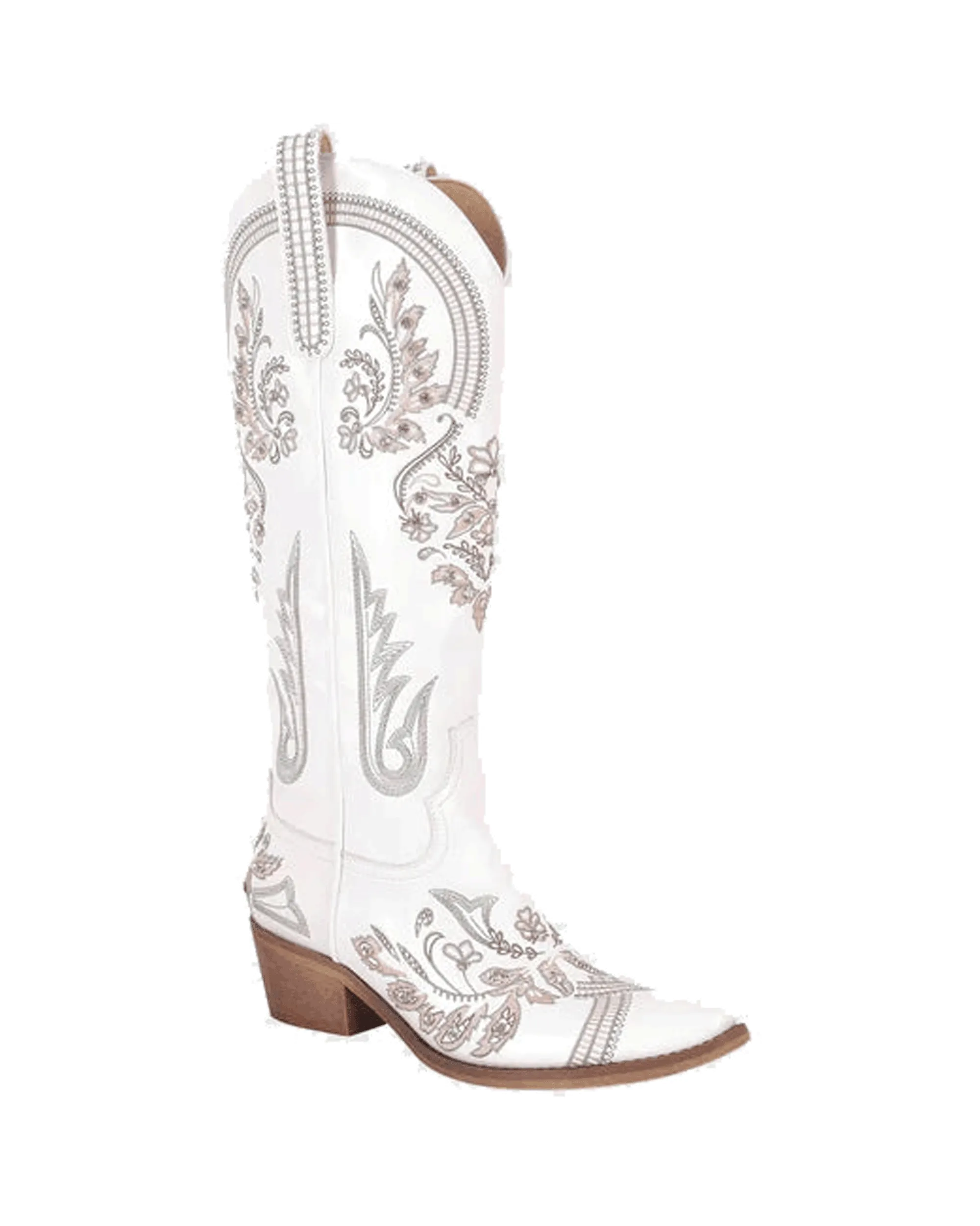 Armina Embroidery Leather Knee High Boots In Brown