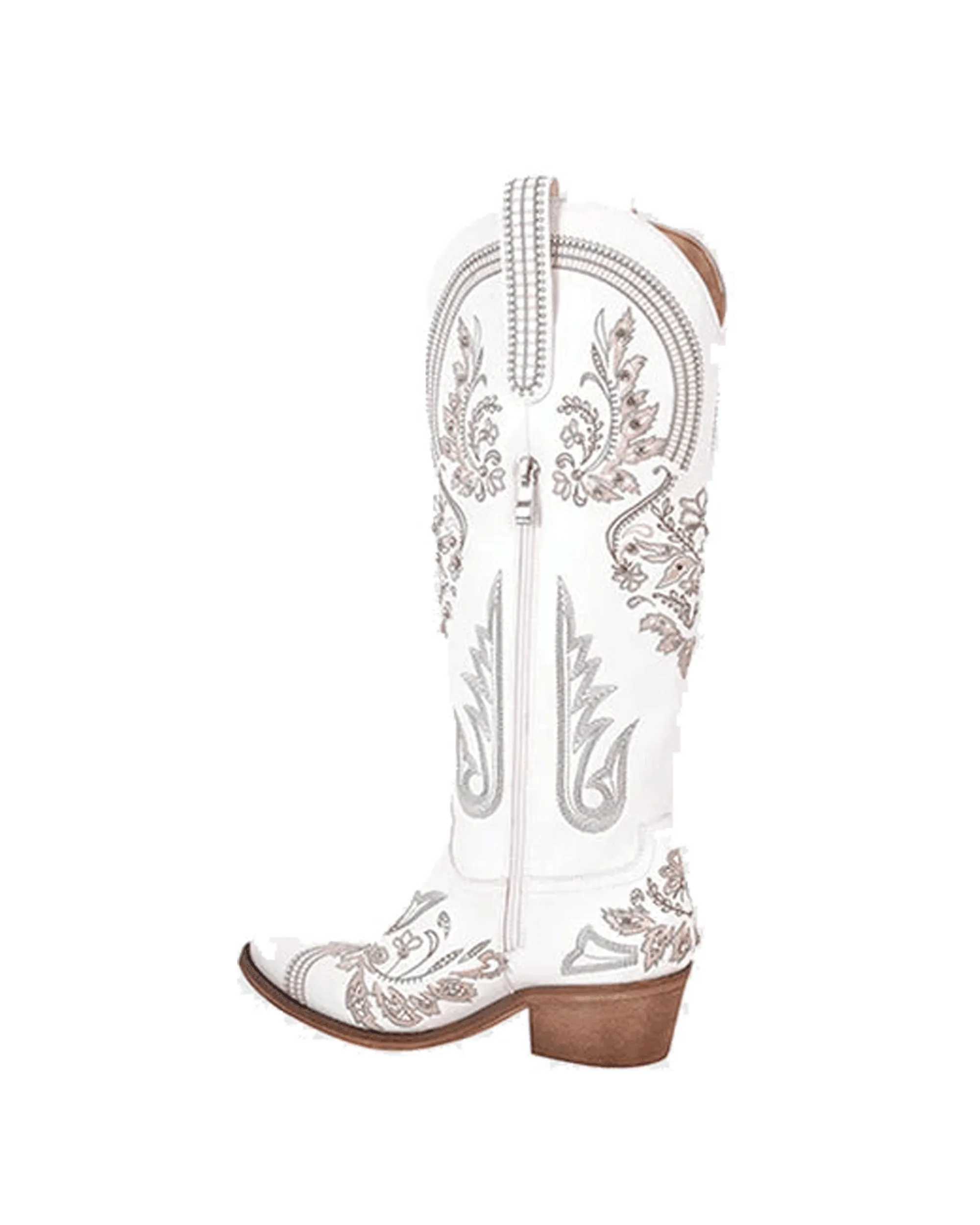 Armina Embroidery Leather Knee High Boots In Brown