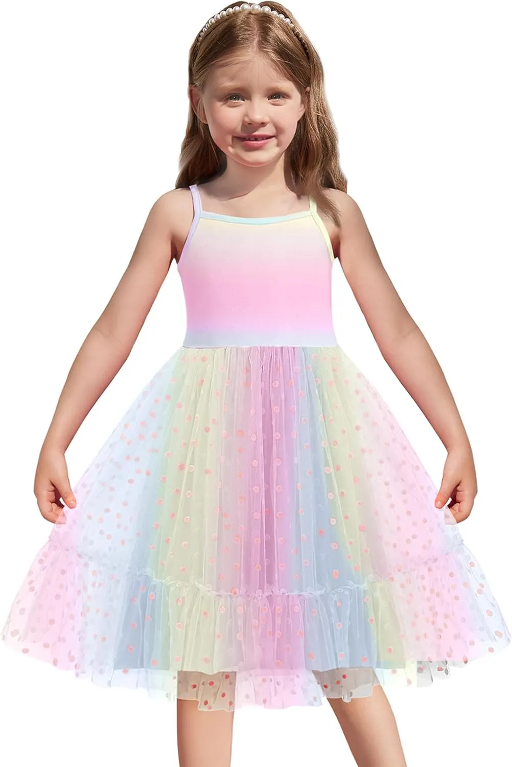 Arshiner Toddler Tutu Dress Little Girl Ruffled Tulle Cami Dresses