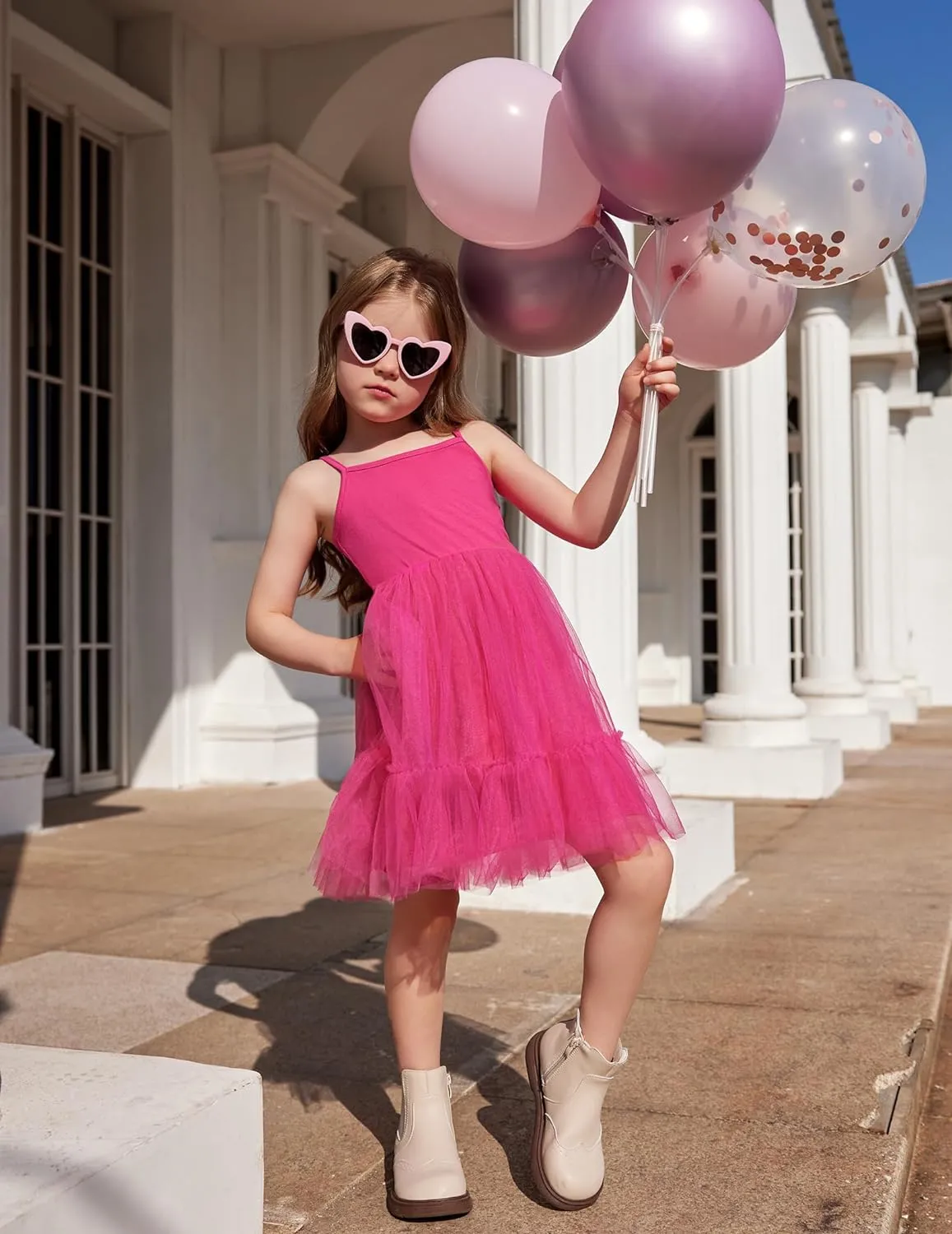 Arshiner Toddler Tutu Dress Little Girl Ruffled Tulle Cami Dresses