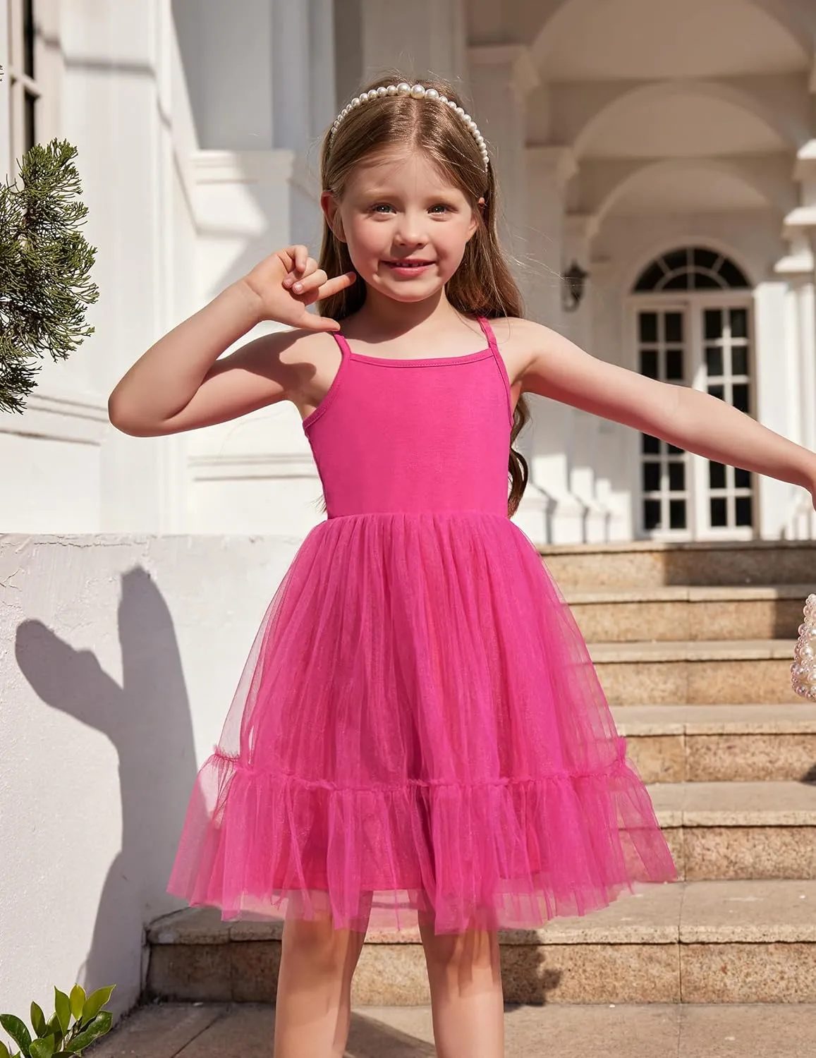 Arshiner Toddler Tutu Dress Little Girl Ruffled Tulle Cami Dresses
