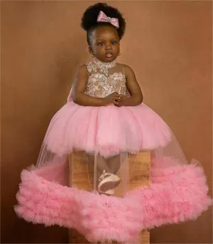 Baby Gold embroidered party princess dress for girls 6M-12year