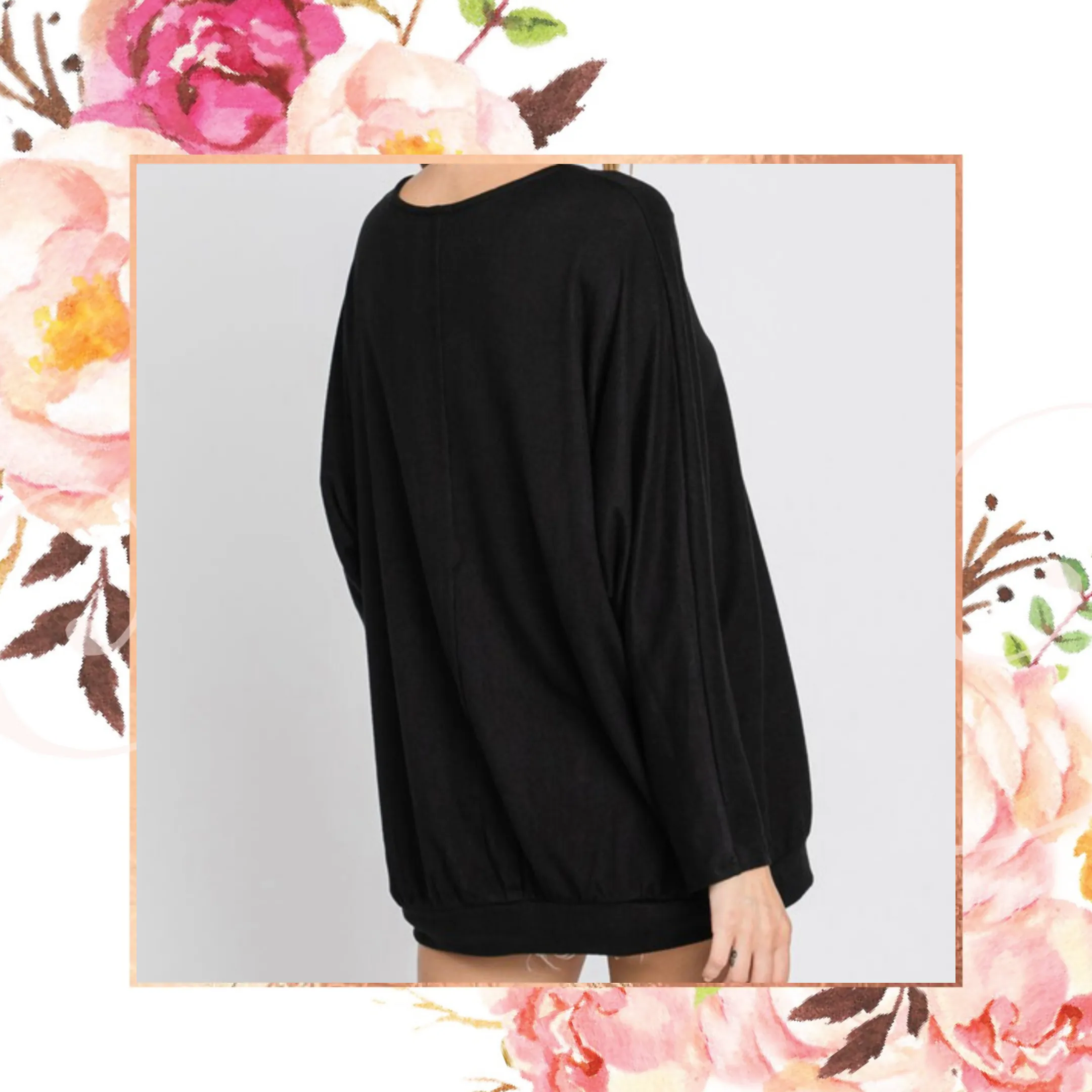 Back in Black Soft as Suede Dolman Top