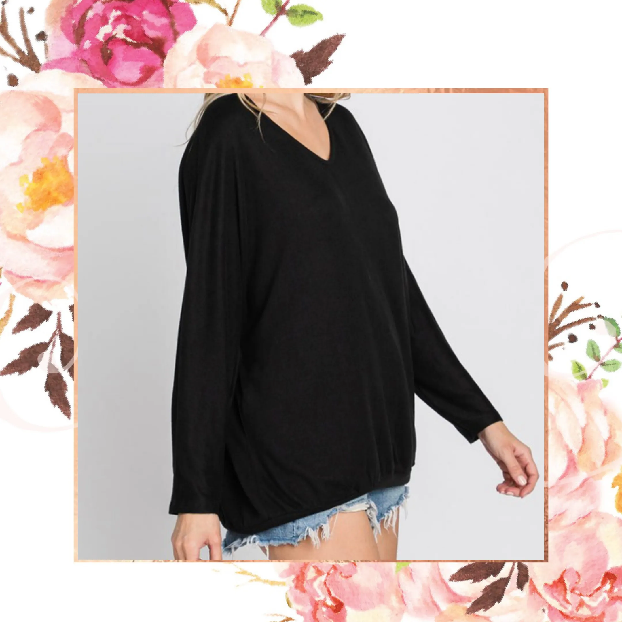 Back in Black Soft as Suede Dolman Top
