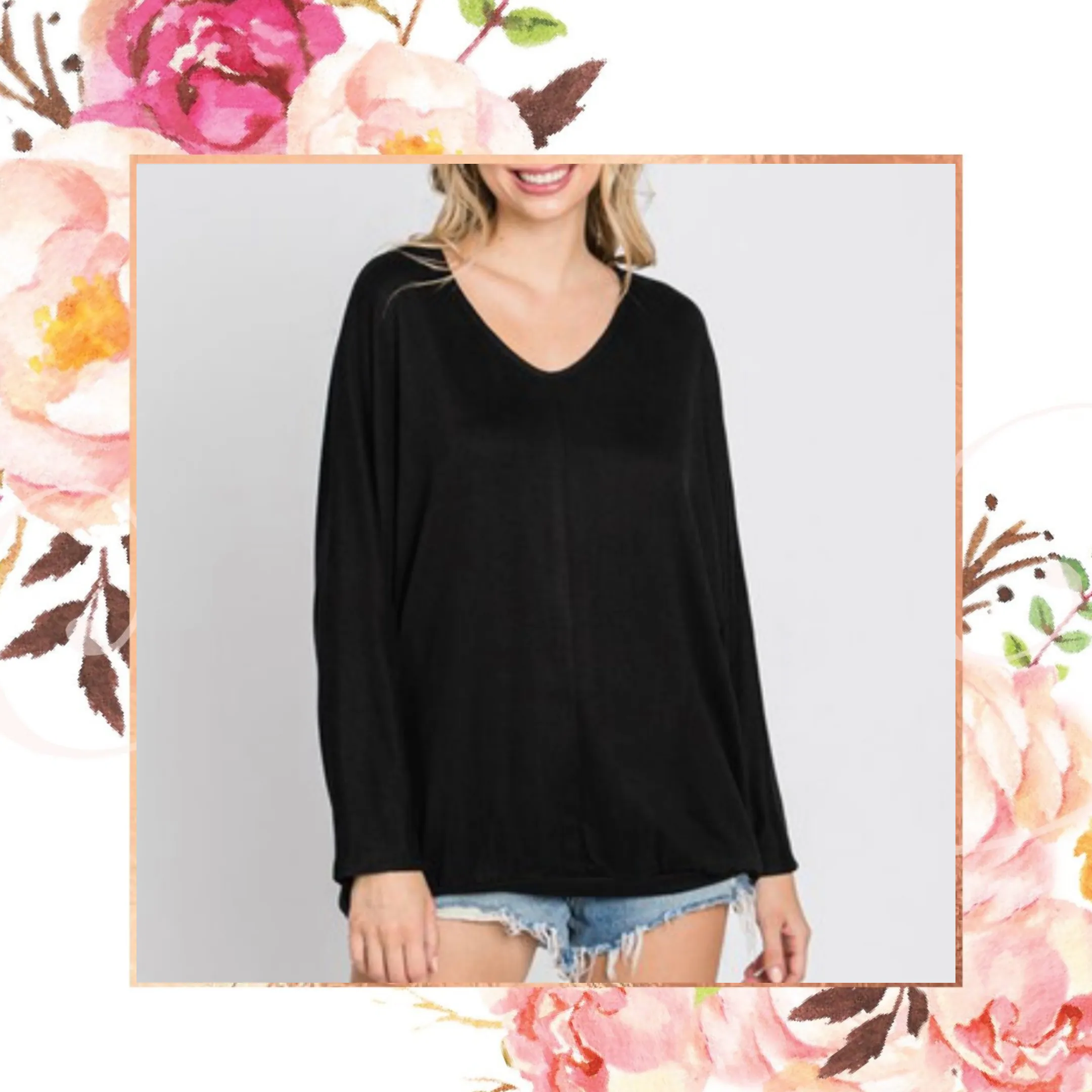 Back in Black Soft as Suede Dolman Top