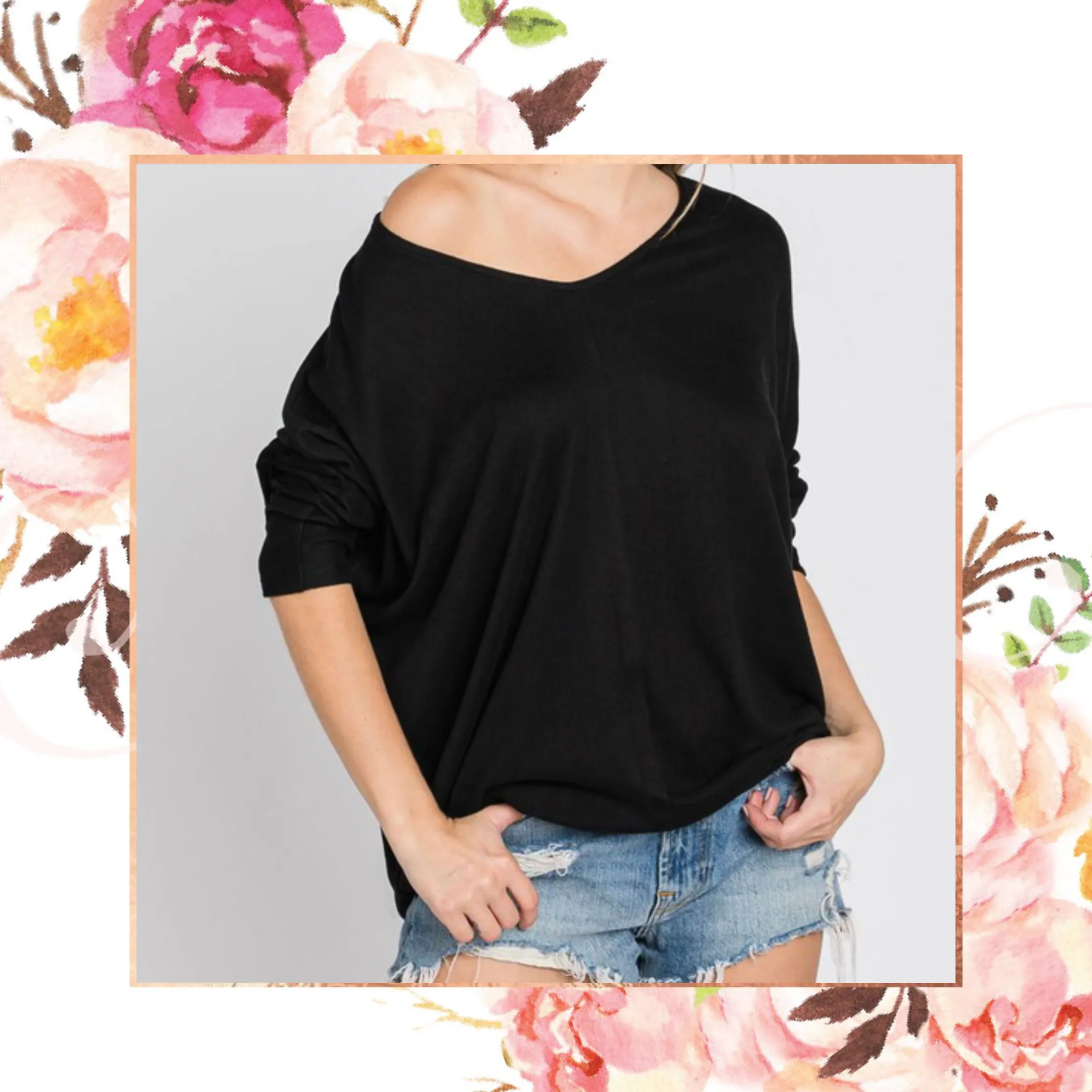 Back in Black Soft as Suede Dolman Top