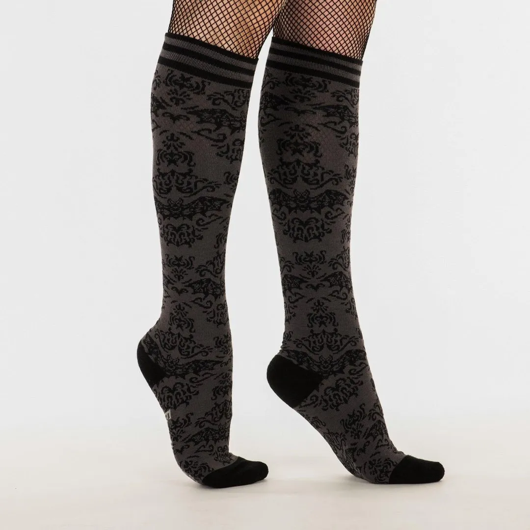 Bat Damask Knee High Socks from FootClothes