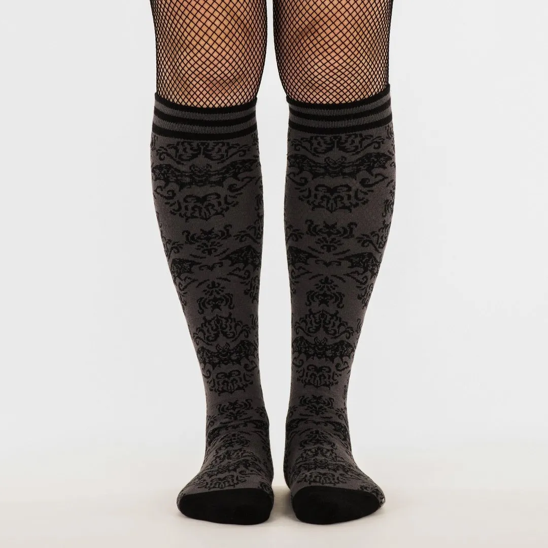 Bat Damask Knee High Socks from FootClothes