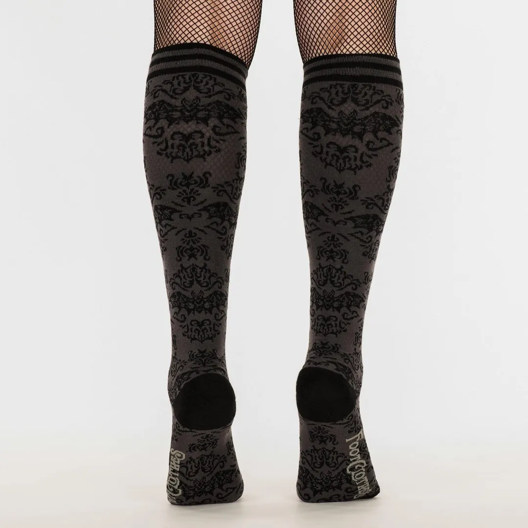 Bat Damask Knee High Socks from FootClothes