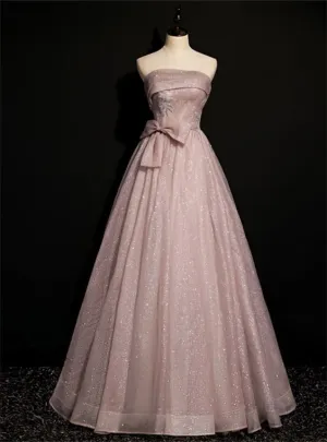 Beautiful Pink Tulle Sequins Strapless Pleats Beading Prom Dress Formal Ball Gown Brithday Quinceanera Dress Y7579
