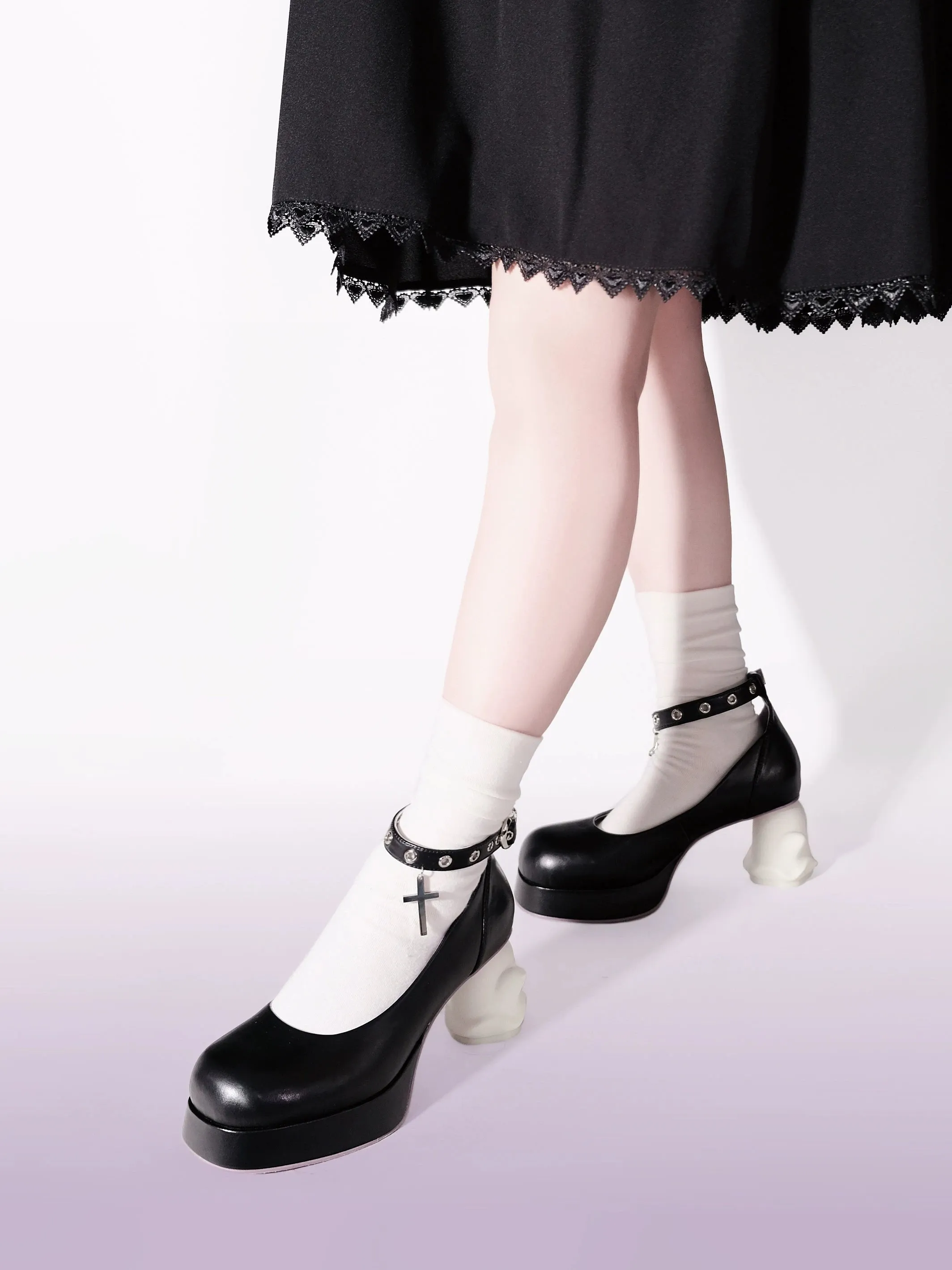 (BFM)GURURU~Gothic Lolita High Heel Shoes Punk Lolita Ghost Heel Shoes