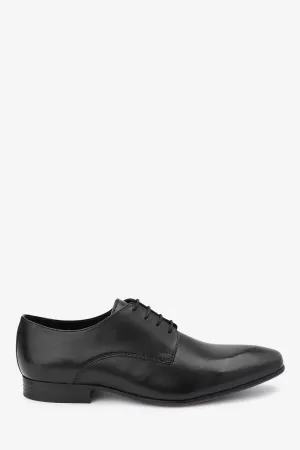 BLACK LEATHER DERBY SHOES