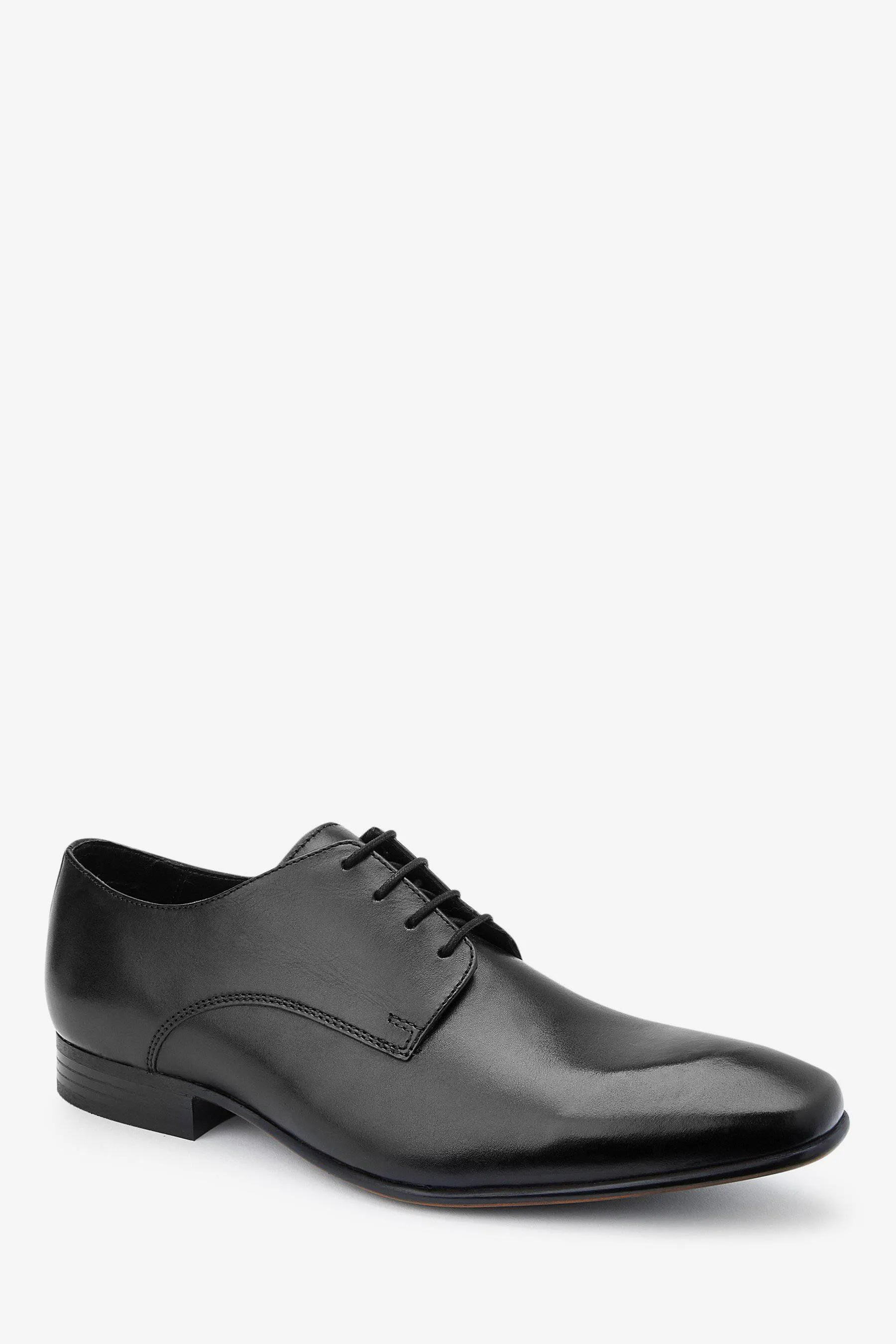 BLACK LEATHER DERBY SHOES