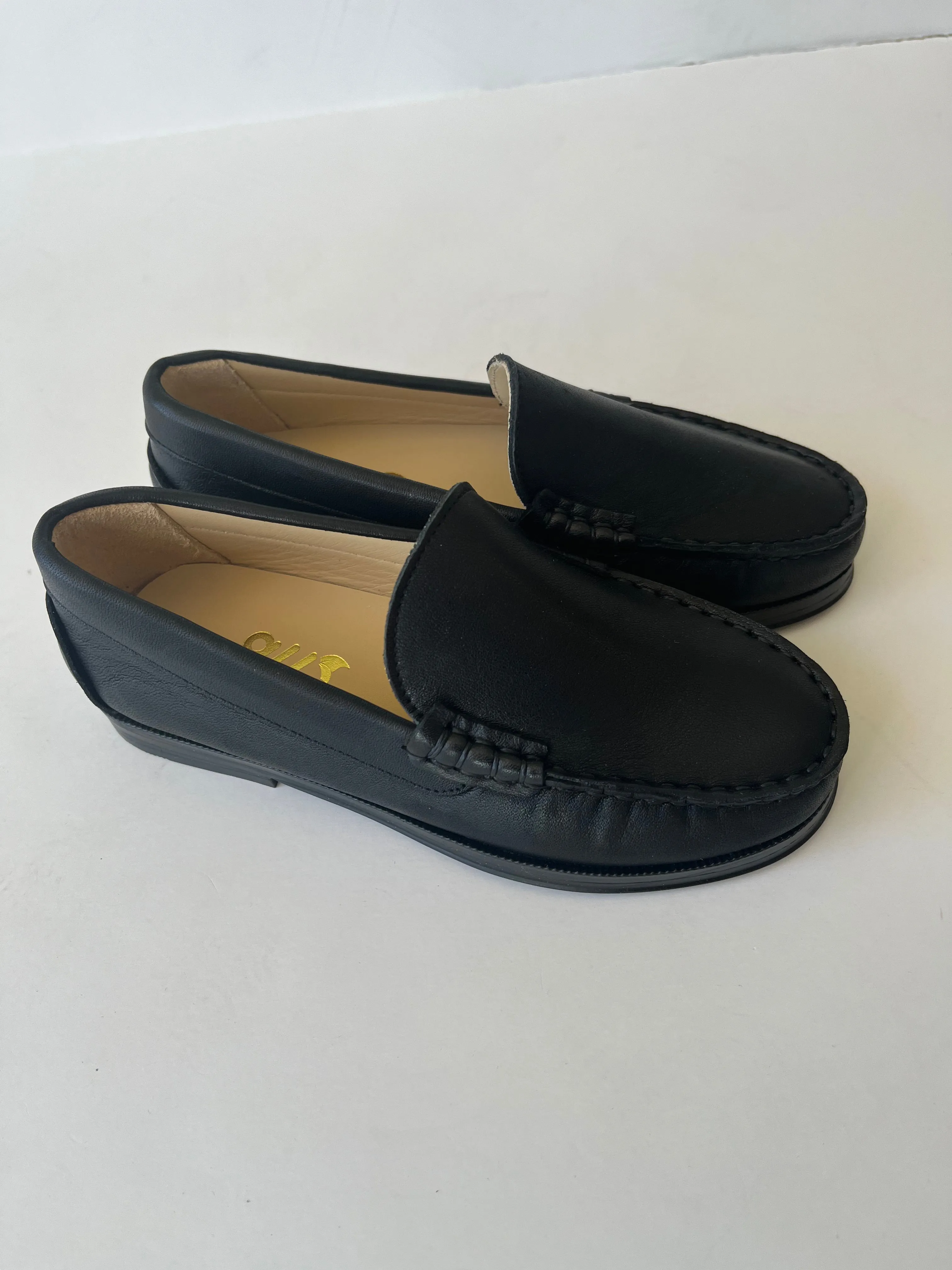 Black leather loafer