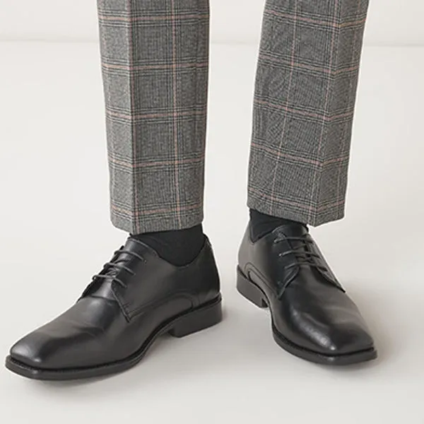 Black Leather Square Toe Derby Shoes