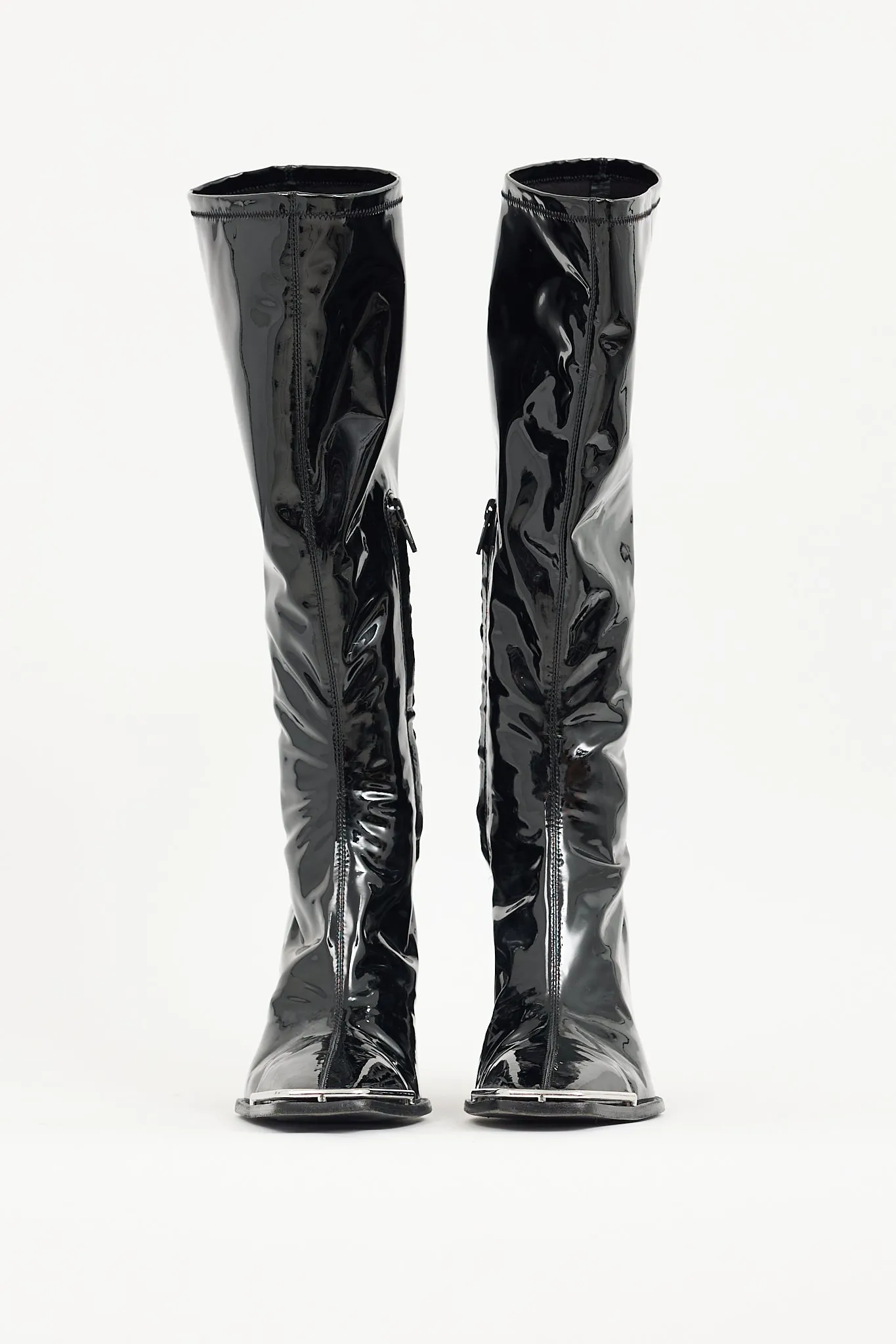 Black Vinyl Mascha Knee High Boot