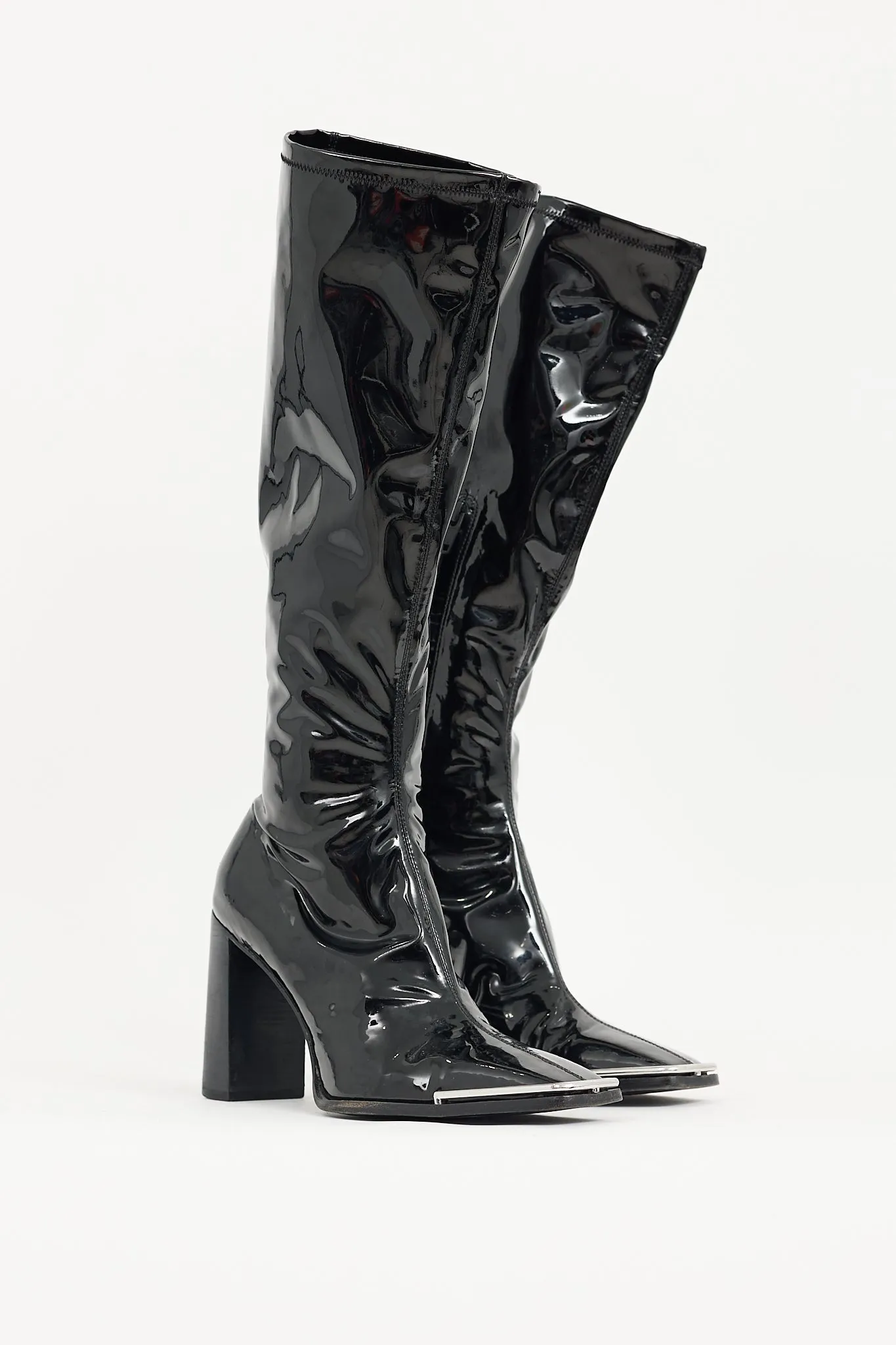 Black Vinyl Mascha Knee High Boot