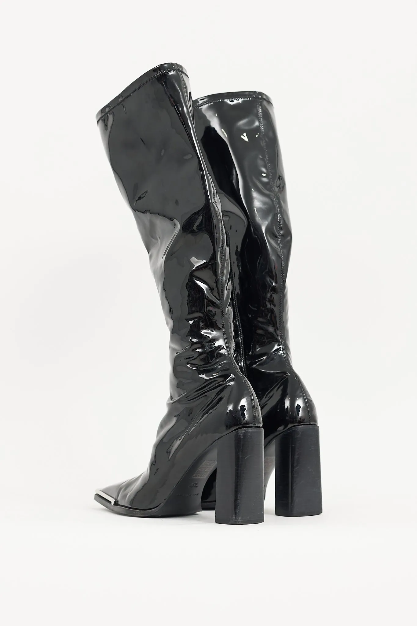 Black Vinyl Mascha Knee High Boot