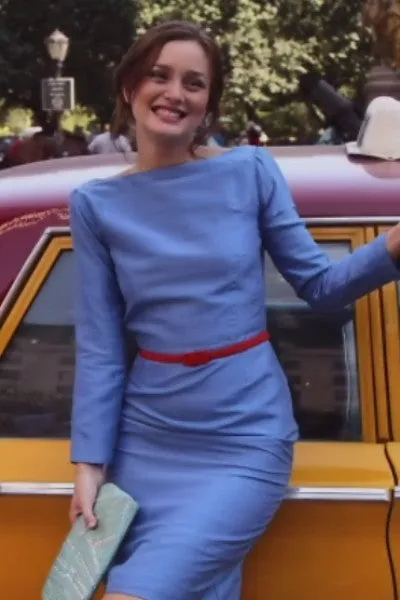 Blue Red Blake Lively & Blair Waldorf Leighton Meester Long sleeves Dress Prom Celebrity Evening Dress Gossip Girl