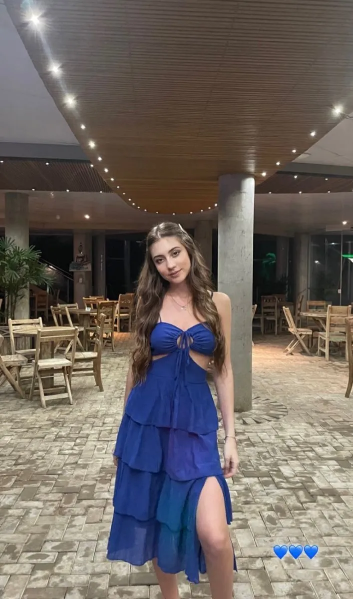 Blue Tiered Slit Prom Dress Sexy Evening Dress Y7761