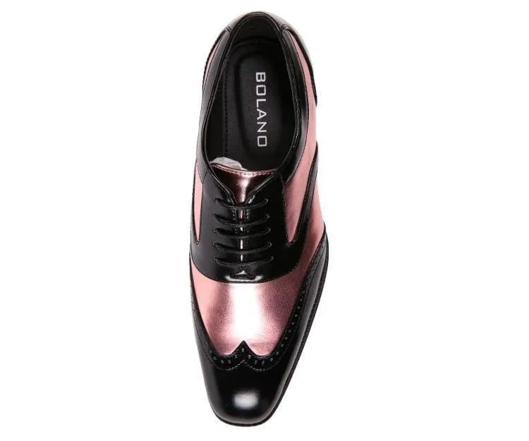 Bolano Lawson Elegant Metallic Oxfords Men’s Rose Gold Black