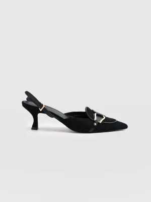 Bridget Sling Back Heels - Black