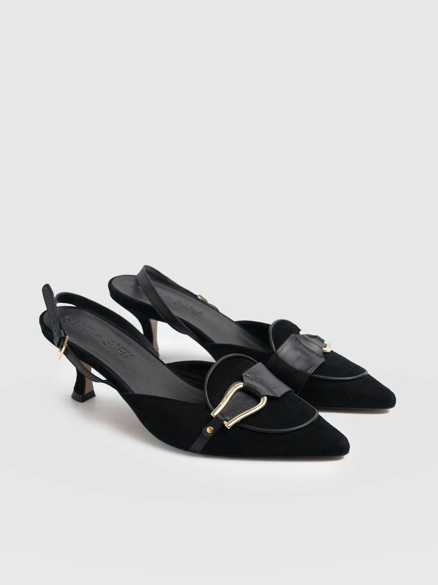Bridget Sling Back Heels - Black