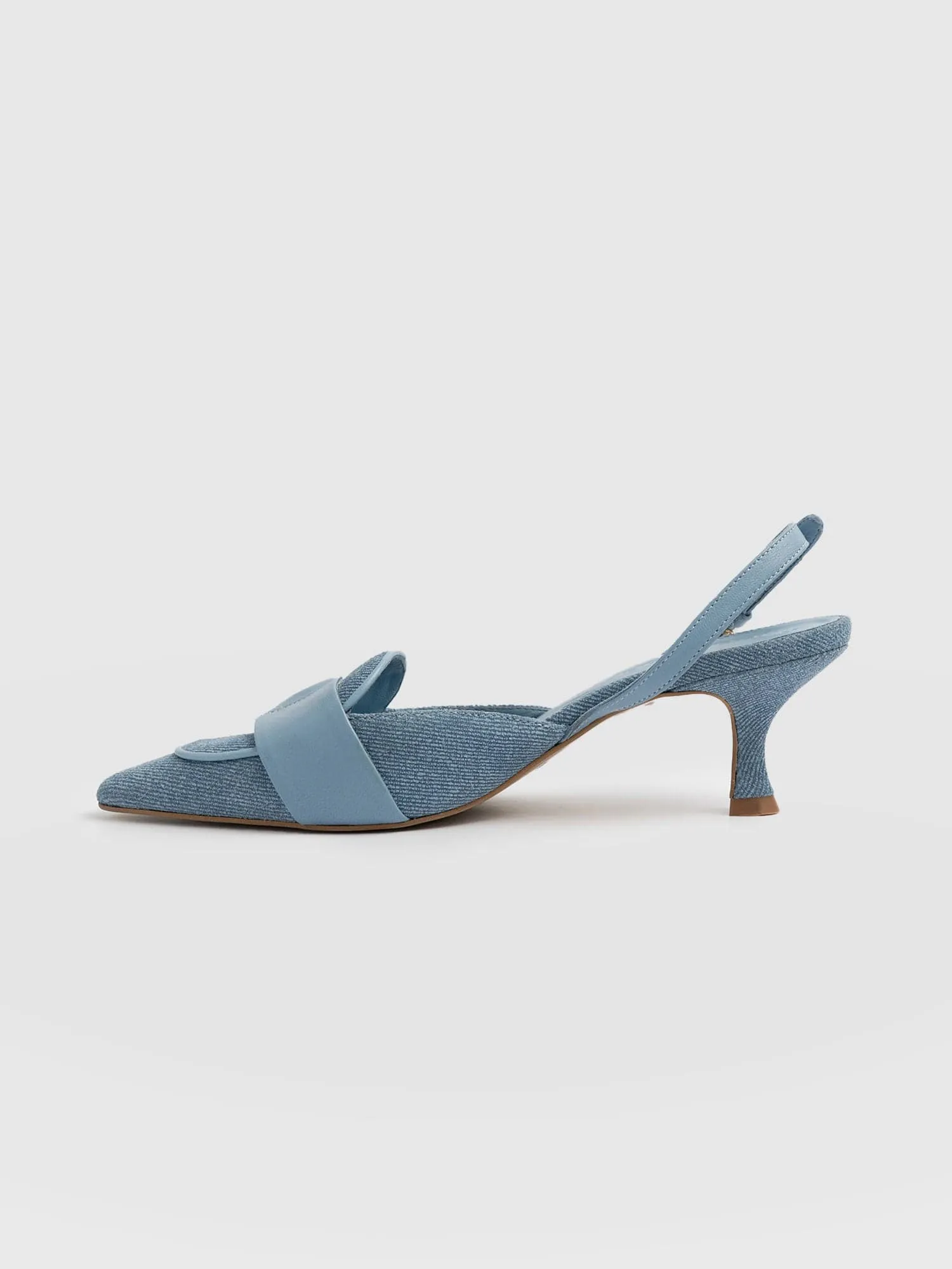 Bridget Sling Back Heels - Blue Denim