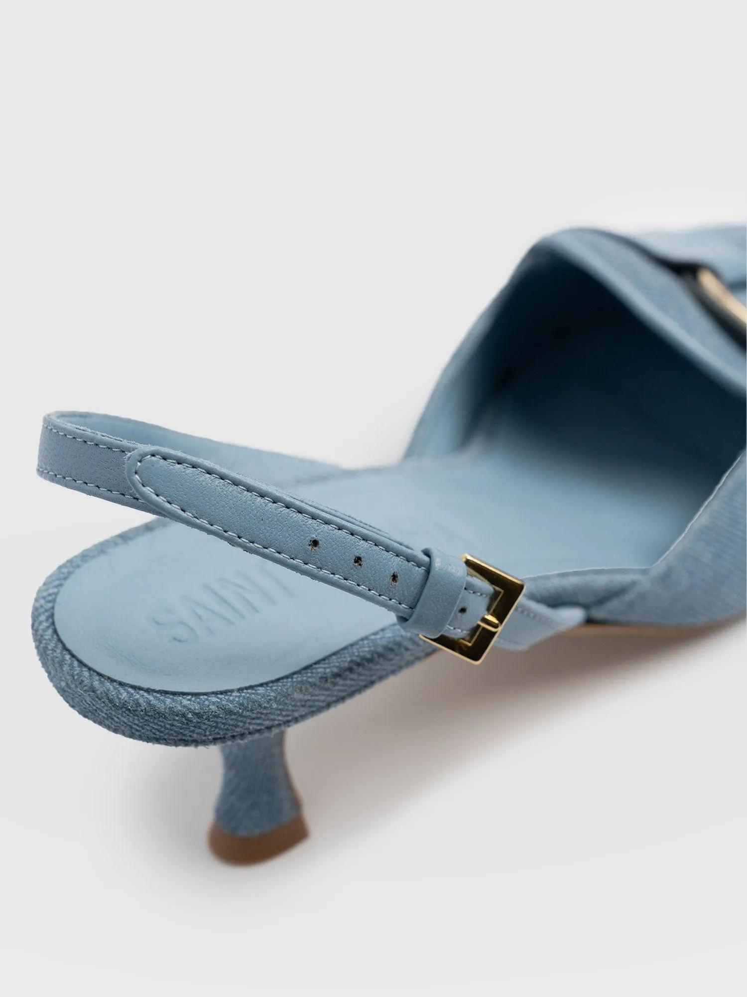 Bridget Sling Back Heels - Blue Denim