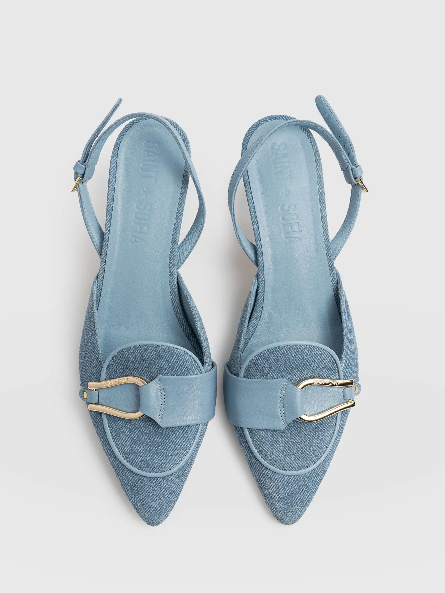 Bridget Sling Back Heels - Blue Denim