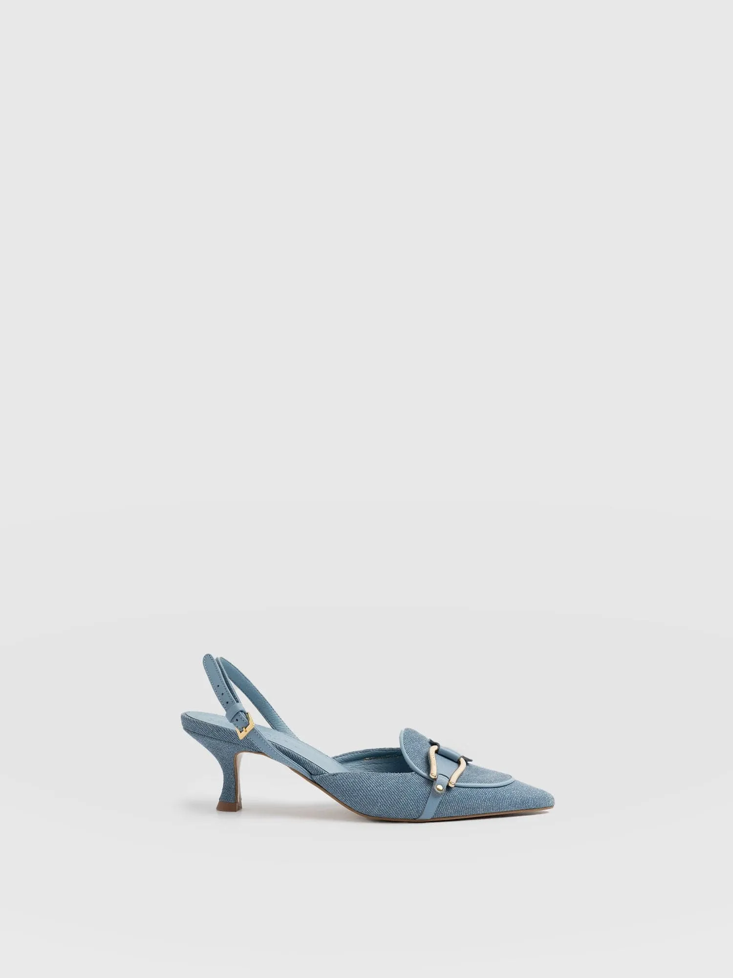 Bridget Sling Back Heels - Blue Denim