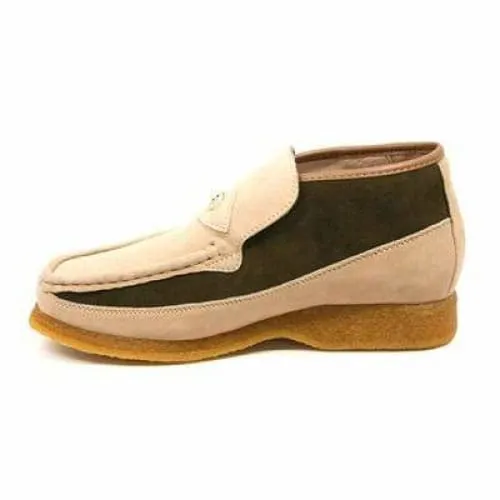 British Walkers Checkers Men's Beige and Green Suede Slip On
